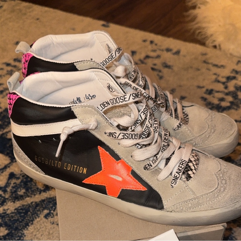 Black + Snakeskin Golden Goose Mid Stars